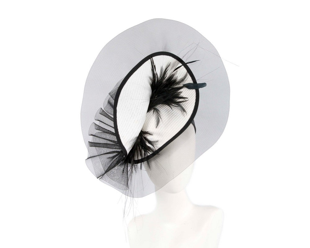 Tall white and black fascinator by Fillies Collection